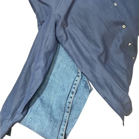 August Silk Linen Silk Blend Blue Button Down Shirt Tunic Women’s Small - Picture 6 of 6